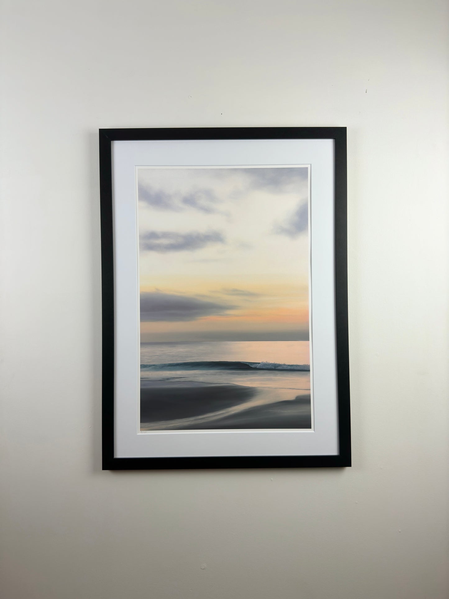 framed an oil painting of a sunrise on the outer banks of North Carolina made into a limited edition print