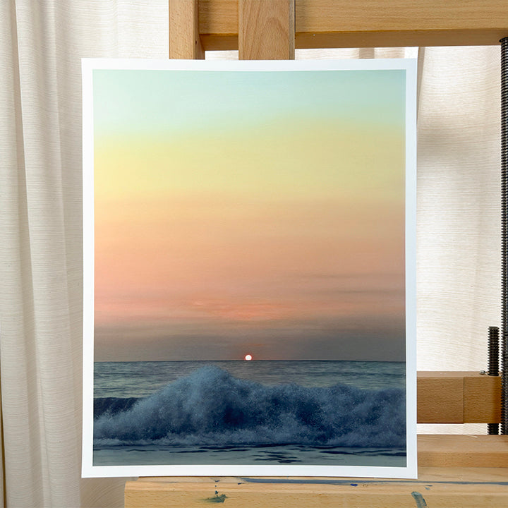 print of realistic painting of the sunrise on the outer banks oil painting