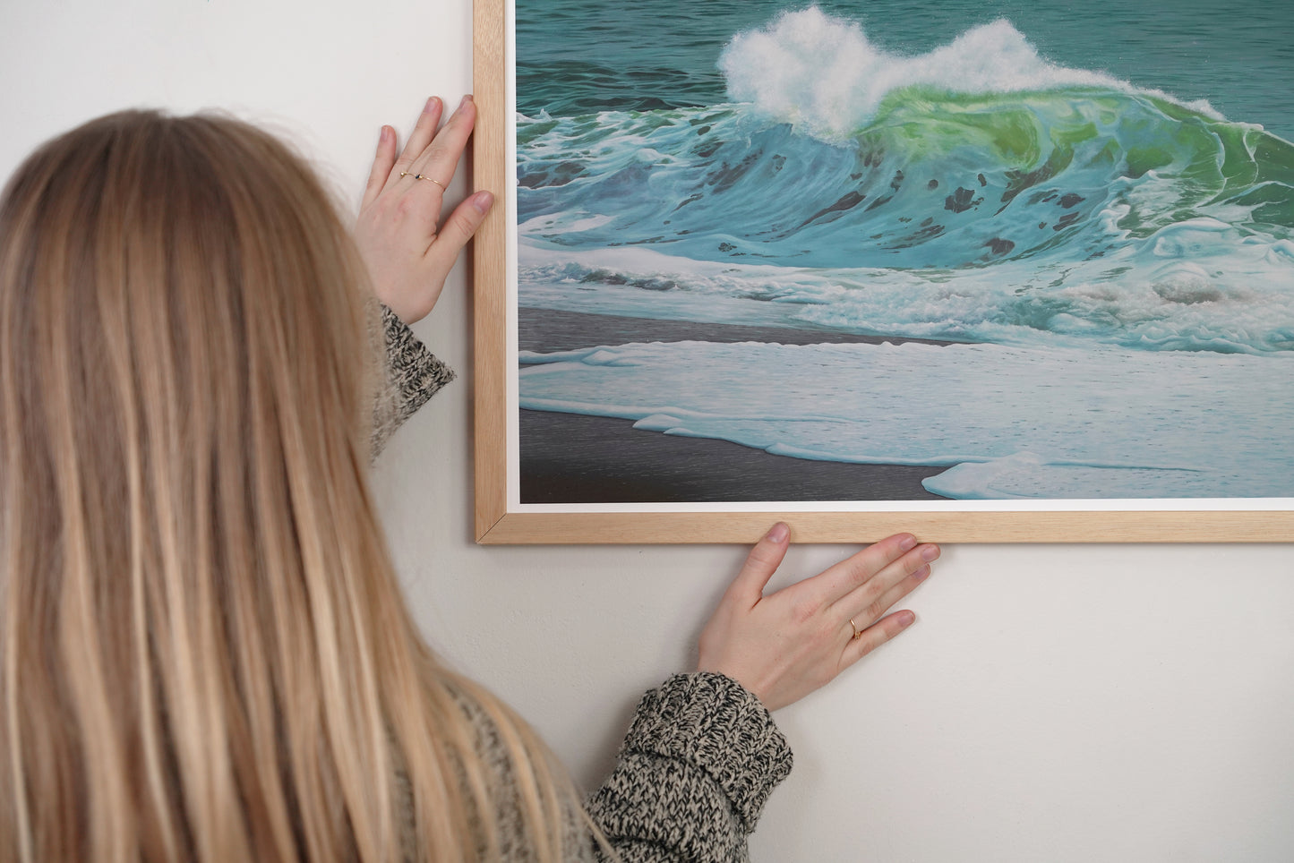 framed limited edition print of an ocean wave oil painting