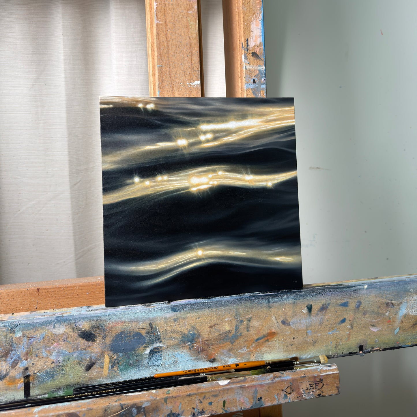 "Sunlit Surface" 10 x 10 in. Framed Original Painting