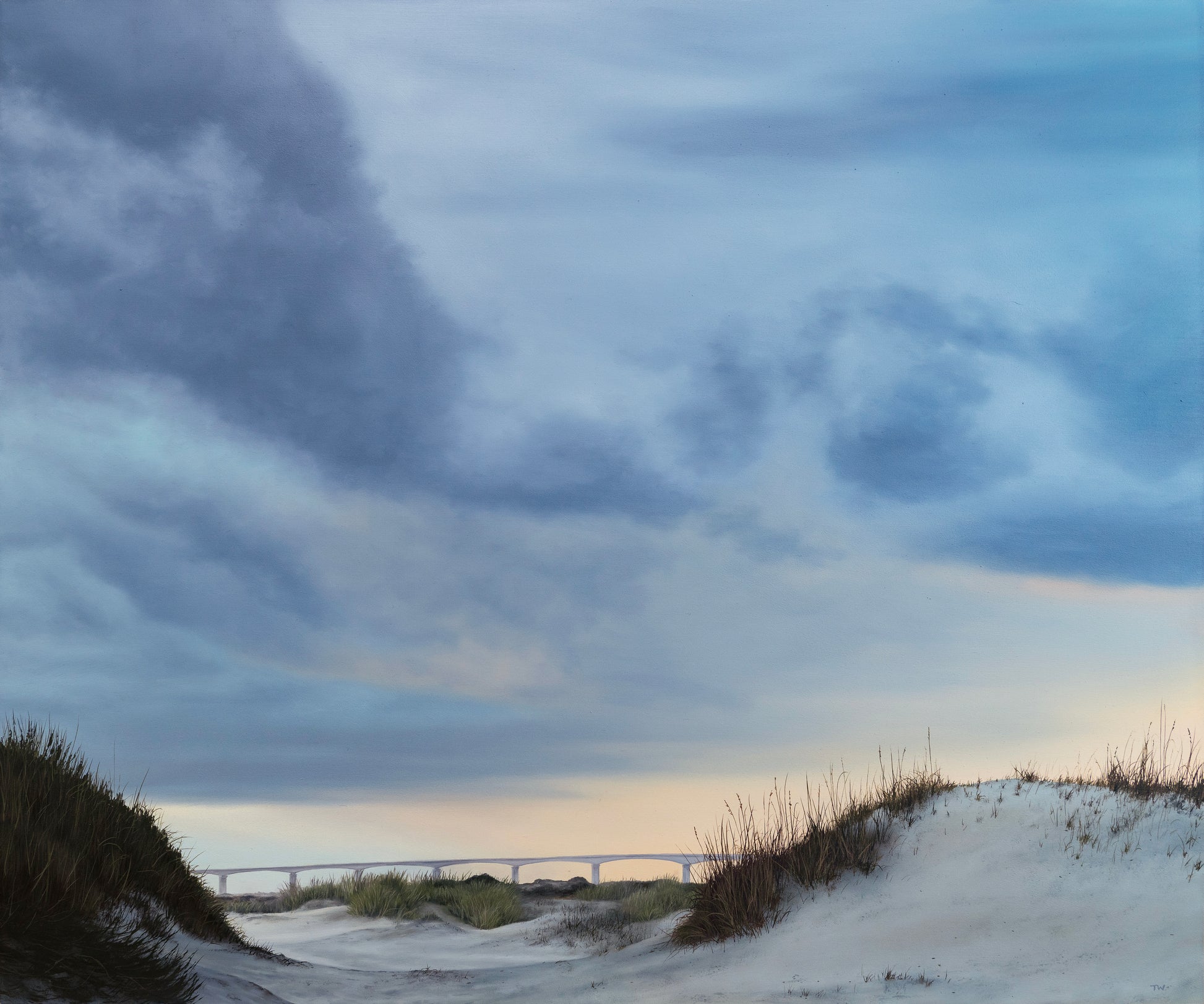 Oil painting of an Outer Banks ocean sunset by North Carolina artist Taylor Williams