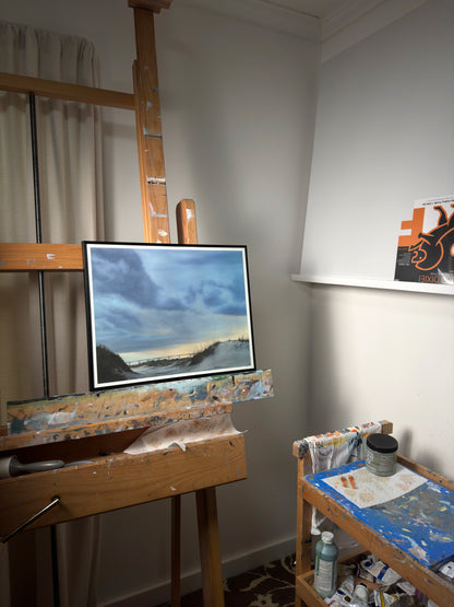 Oil painting of an Outer Banks ocean sunset by North Carolina artist Taylor Williams
