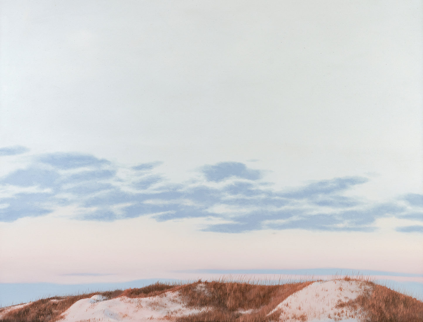 Oil painting of beach dunes located on the outer banks of North Carolina at sunset