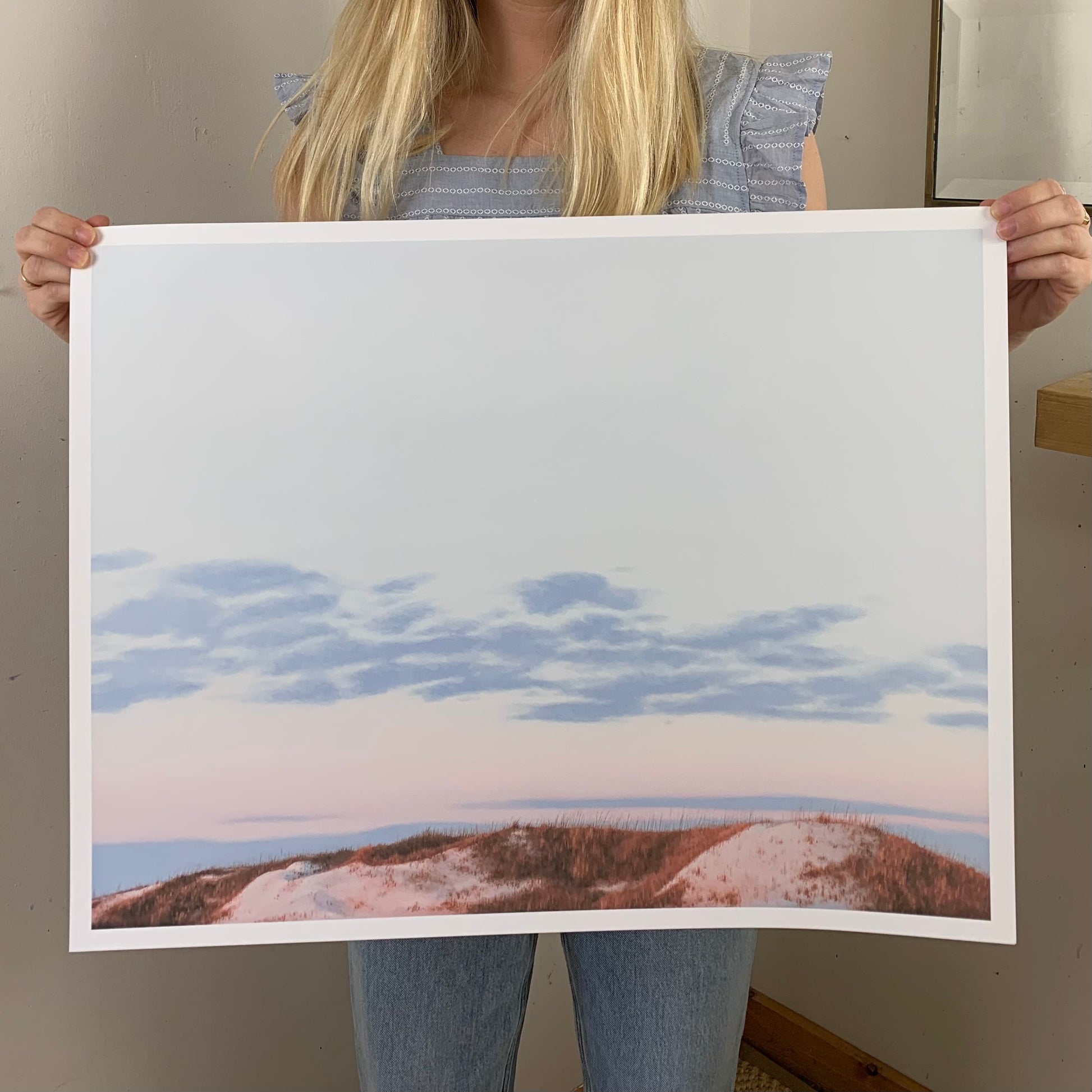 Oil painting of beach dunes located on the outer banks of North Carolina at sunset